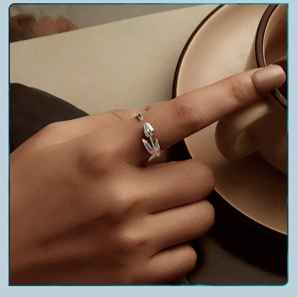 Parure tulipe WOSTU en argent 925 avec spinelle