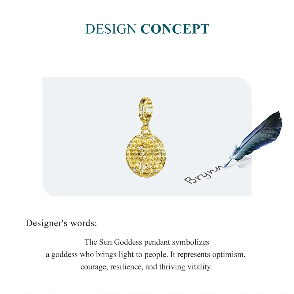 Breloque déesse solaire WOSTU en argent 925 avec boussole