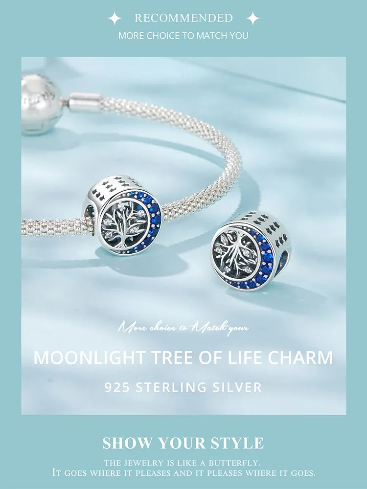 Breloque lune et chat en argent 925 WOSTU