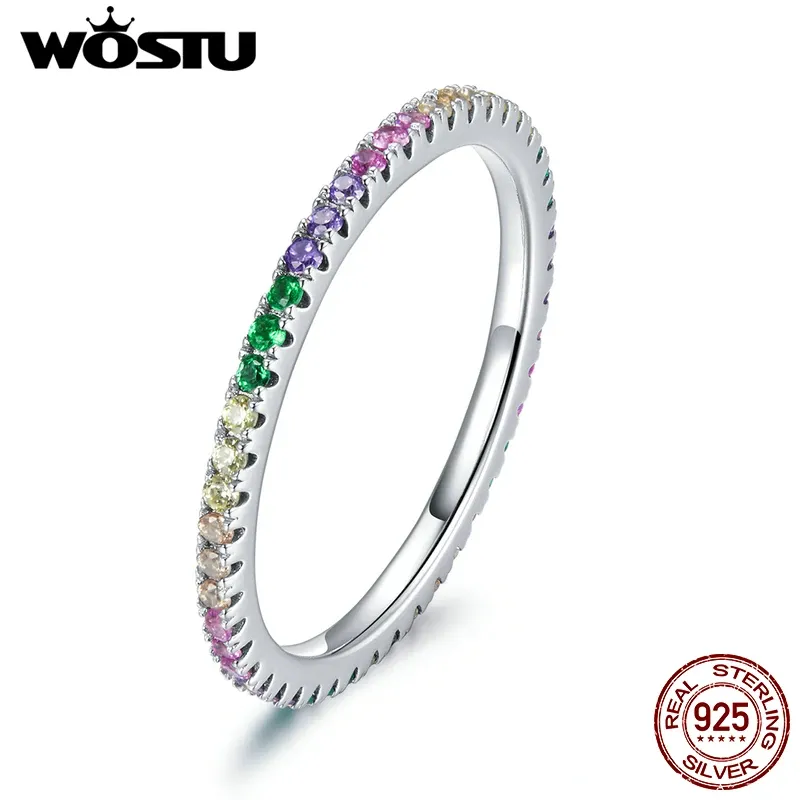Bague fine WOSTU en argent 925 avec zircon coloré