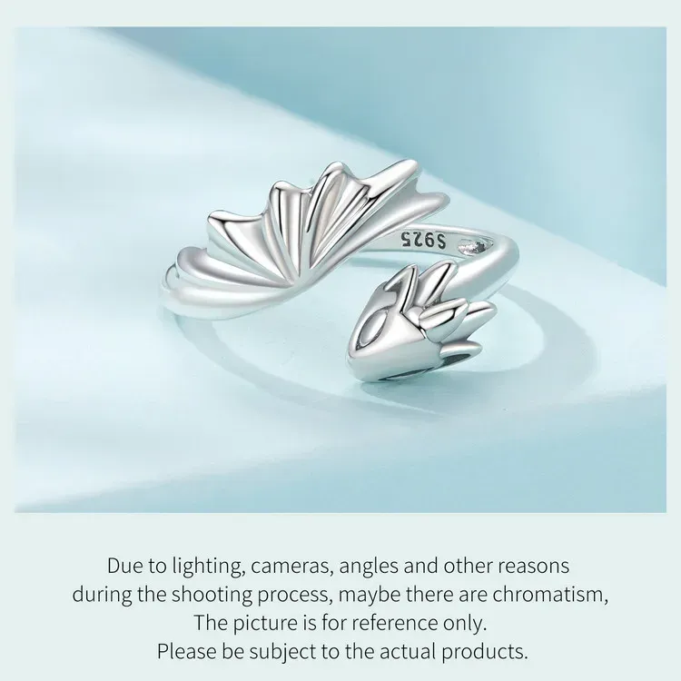 Bague dragon volant en argent 925 oxydé WOSTU