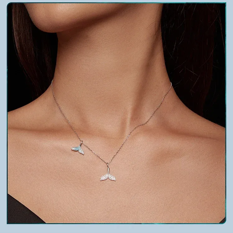 Collier double queue de baleine en argent 925 WOSTU