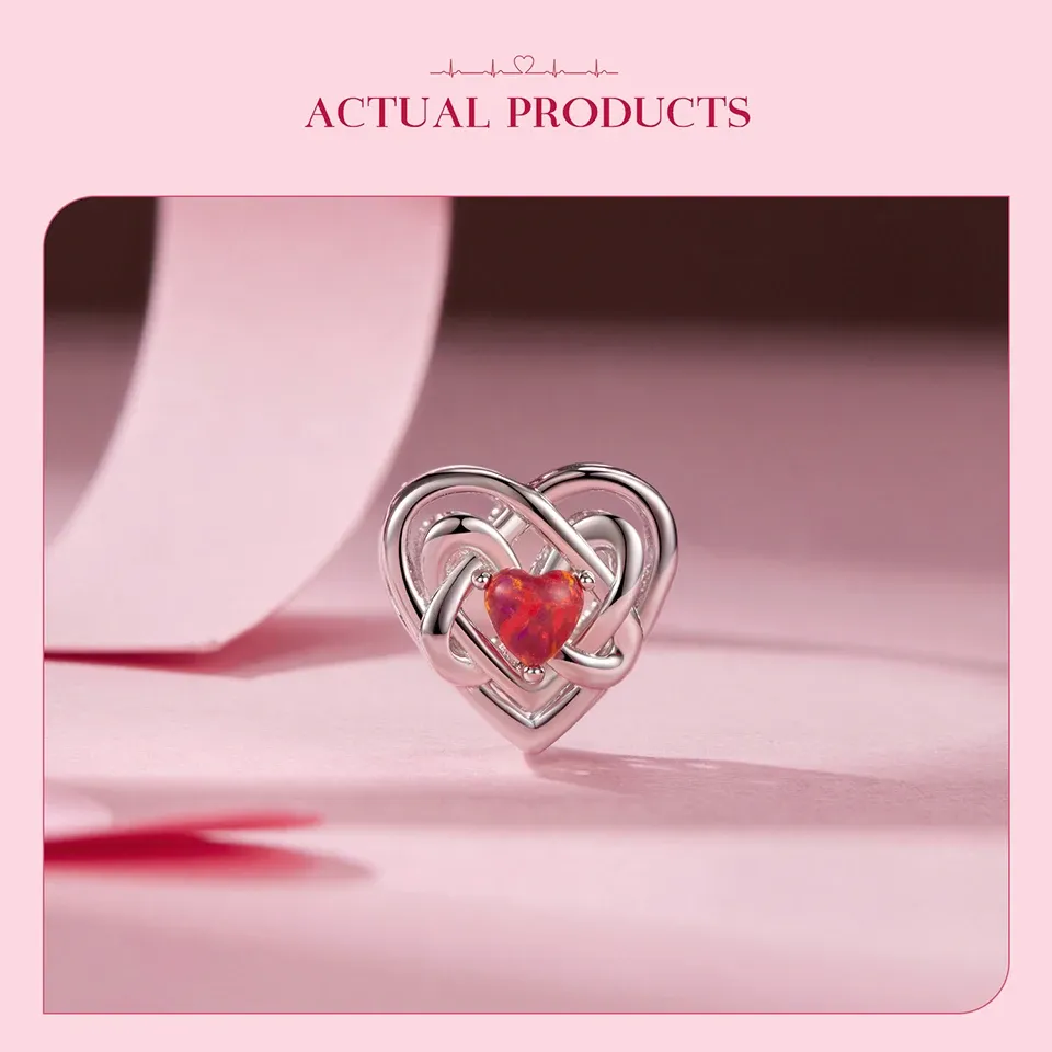 Breloque cœur noué en argent 925 WOSTU