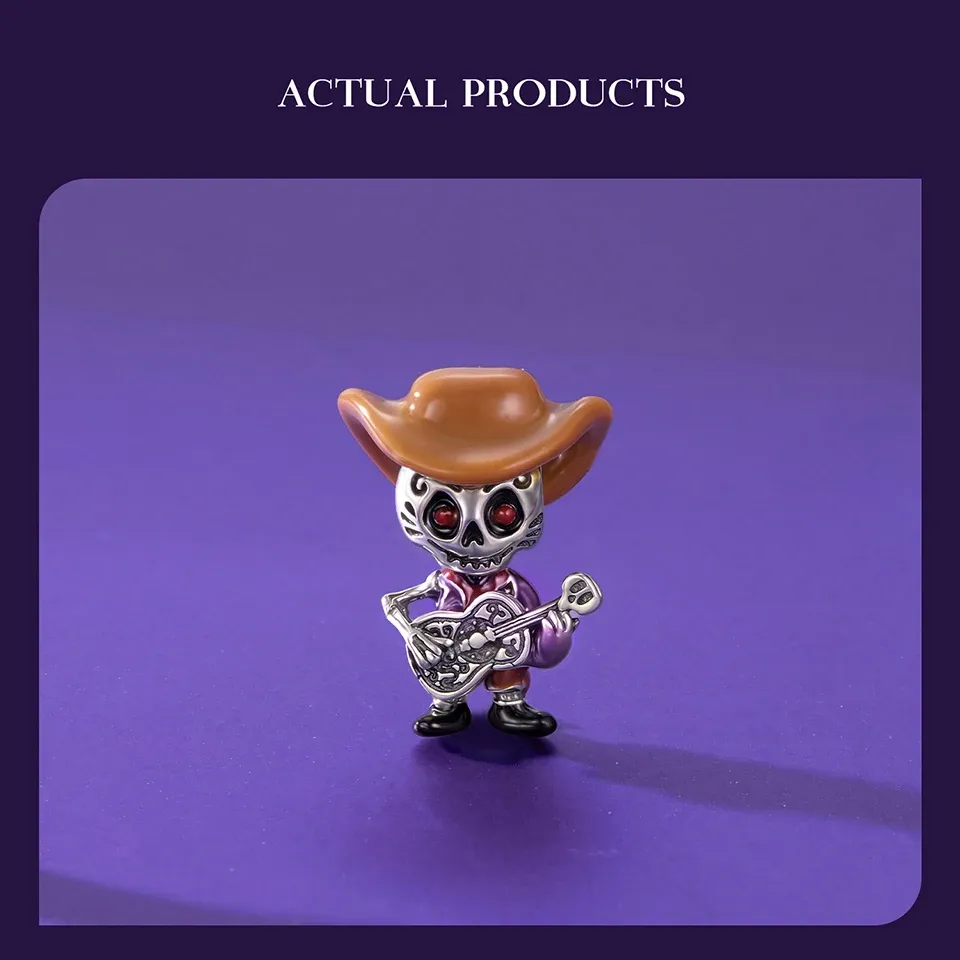 Breloque crâne guitariste en argent 925 WOSTU