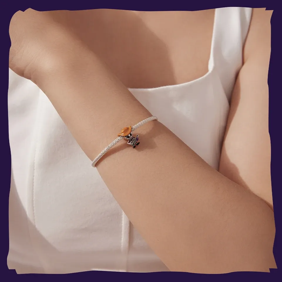 Breloque crâne guitariste en argent 925 WOSTU