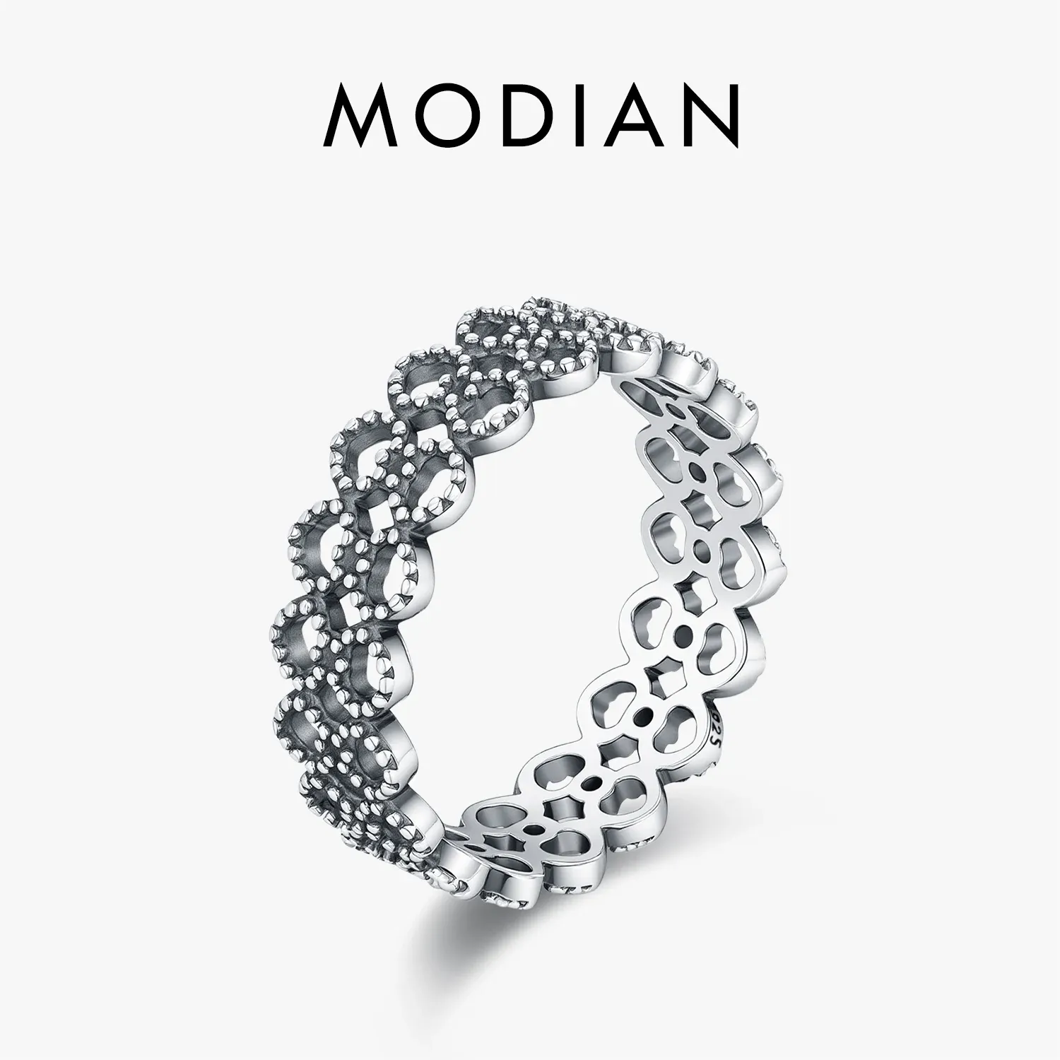 Bague cœur ajouré en argent 925 MODIAN au style vintage