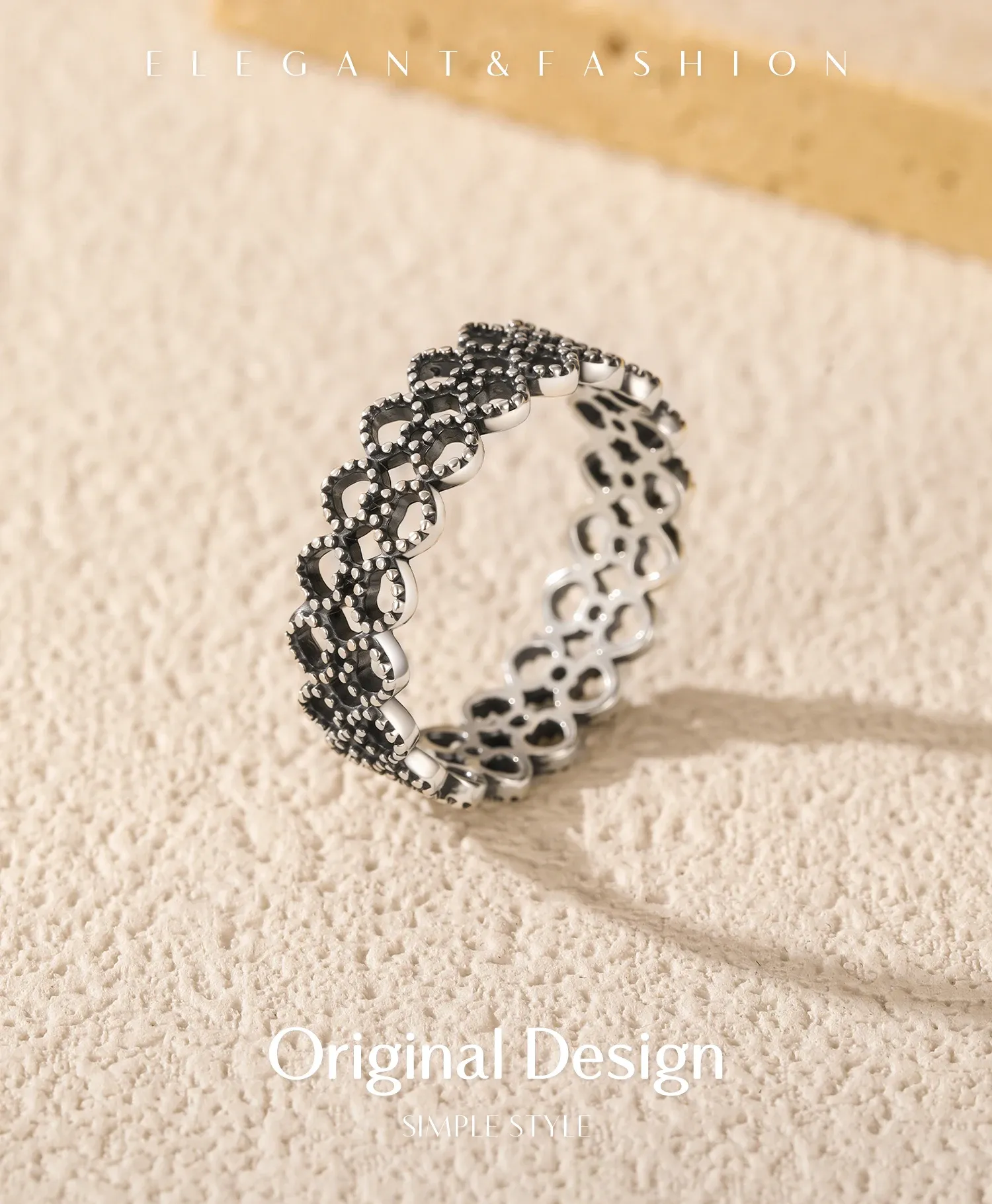 Bague cœur ajouré en argent 925 MODIAN au style vintage