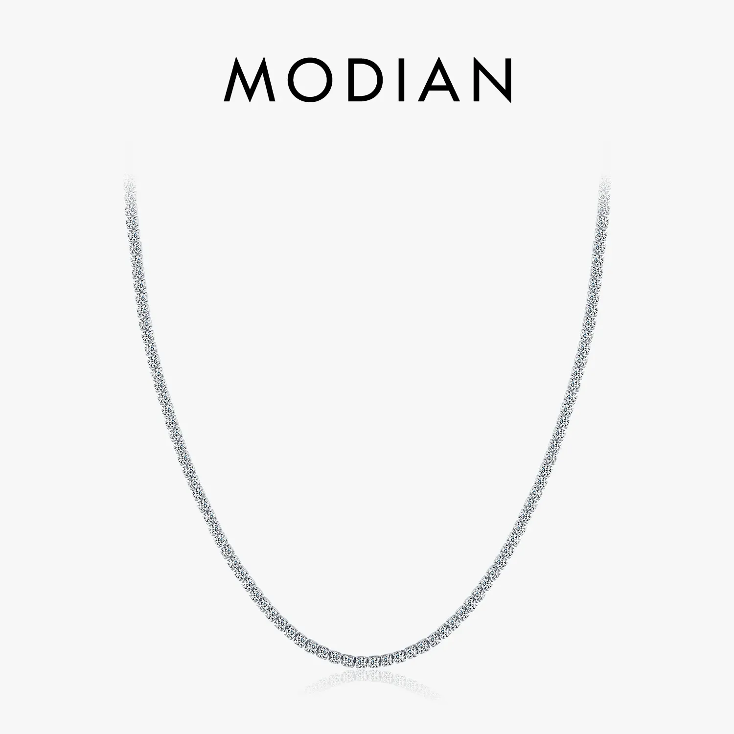 Collier ras-du-cou en argent 925 et zircon clair MODIAN