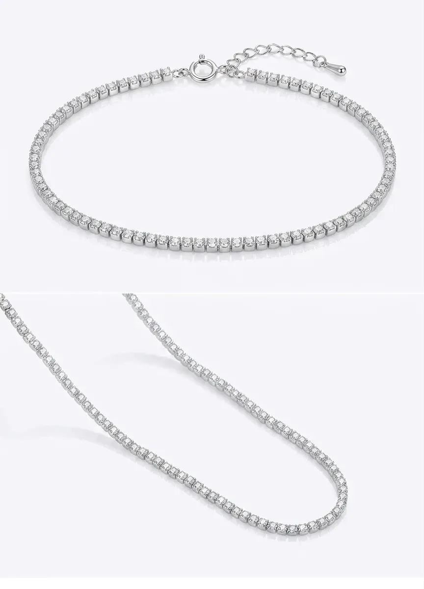 Collier ras-du-cou argent 925 zircon clair