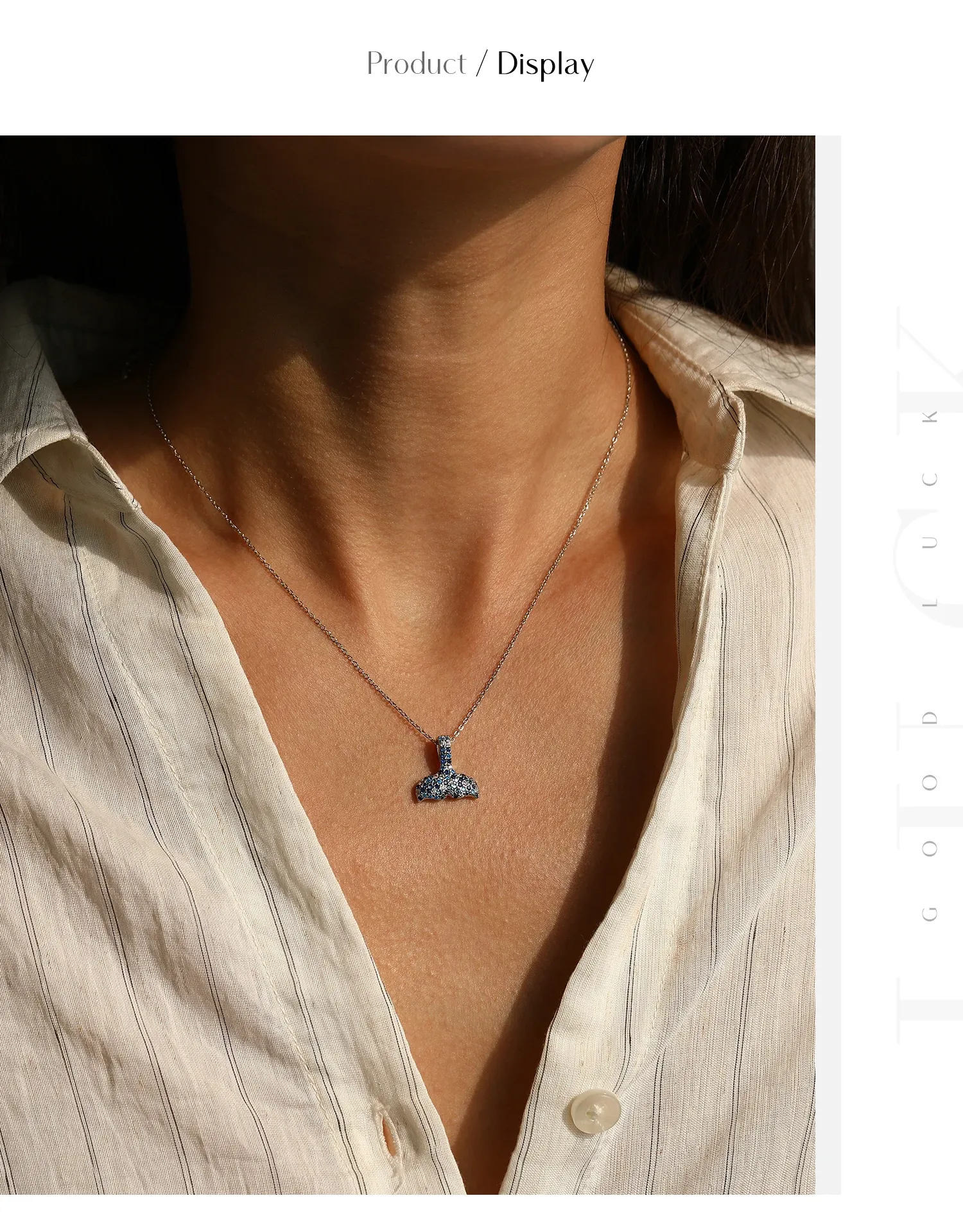 Collier queue de sirène en argent 925 avec zircon bleu dégradé