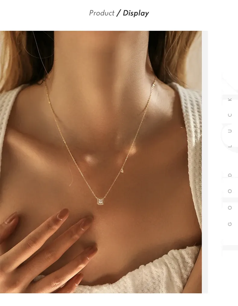 Collier pendentif géométrique en argent 925 avec zircone