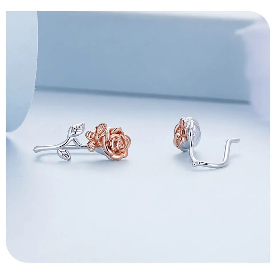 Boucles d’oreilles fleur rose en argent 925 et zircon Bamoer