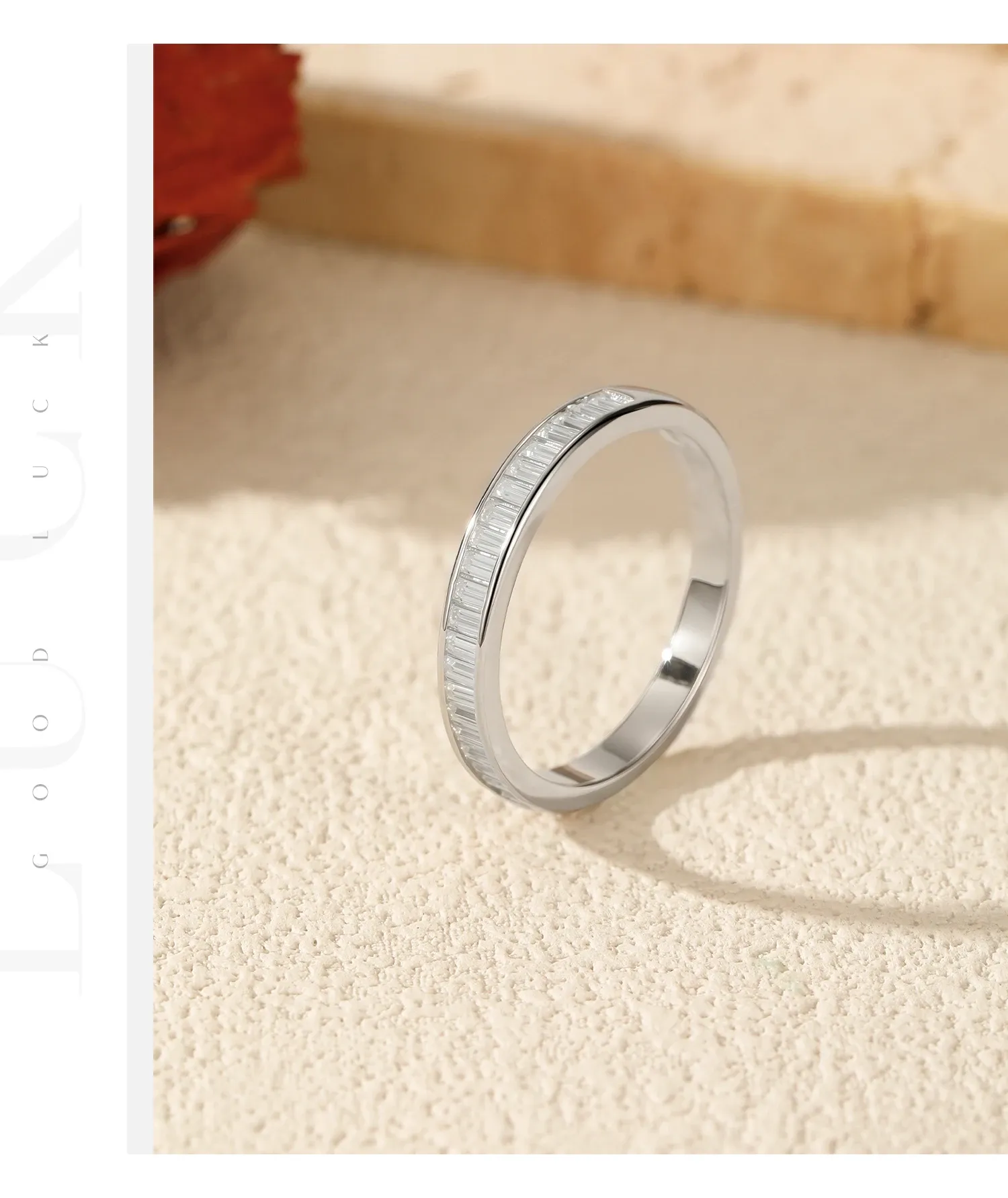 Bague empilable rectangulaire en moissanite MODIAN en argent 925