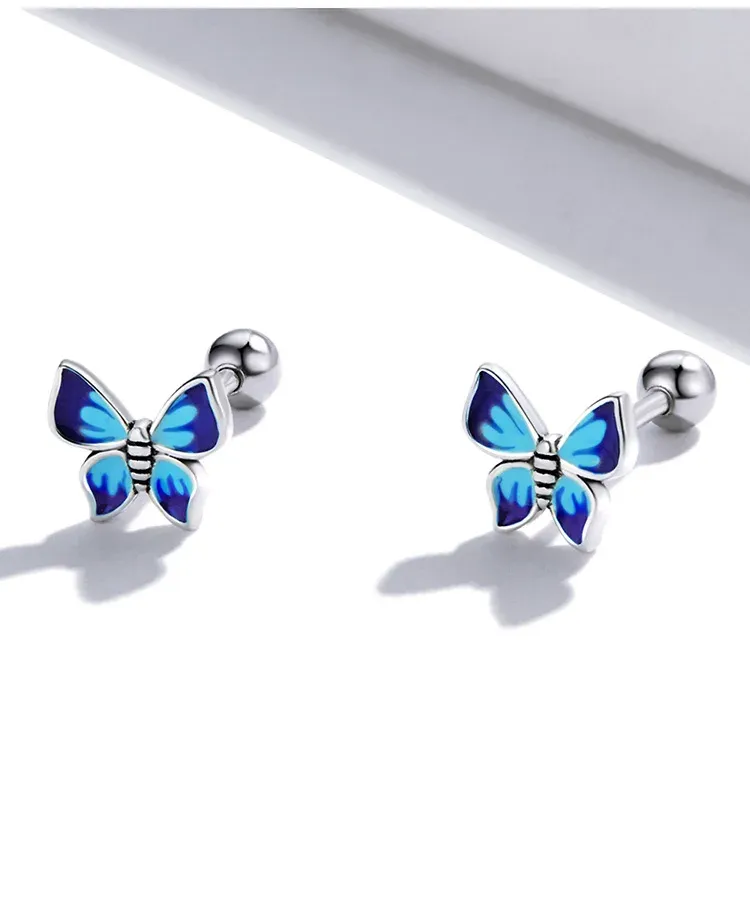 Boucles d’oreilles papillon arc-en-ciel en argent 925 Bamoer