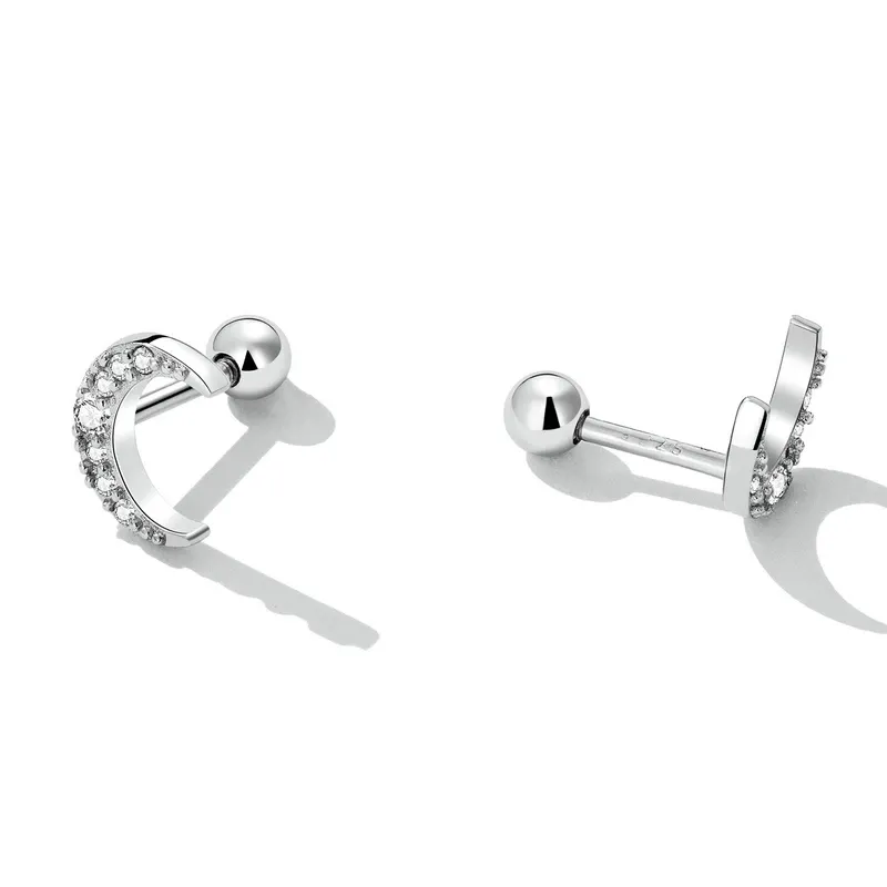 Boucles d’oreilles lune en argent 925 et zircon Bamoer