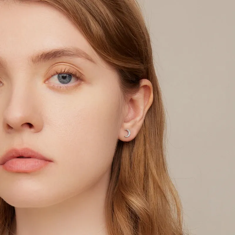 Boucles d’oreilles lune en argent 925 et zircon Bamoer