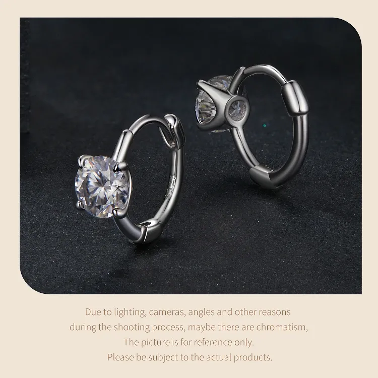 Créoles huggie en moissanite D couleur et argent 925 Bamoer U