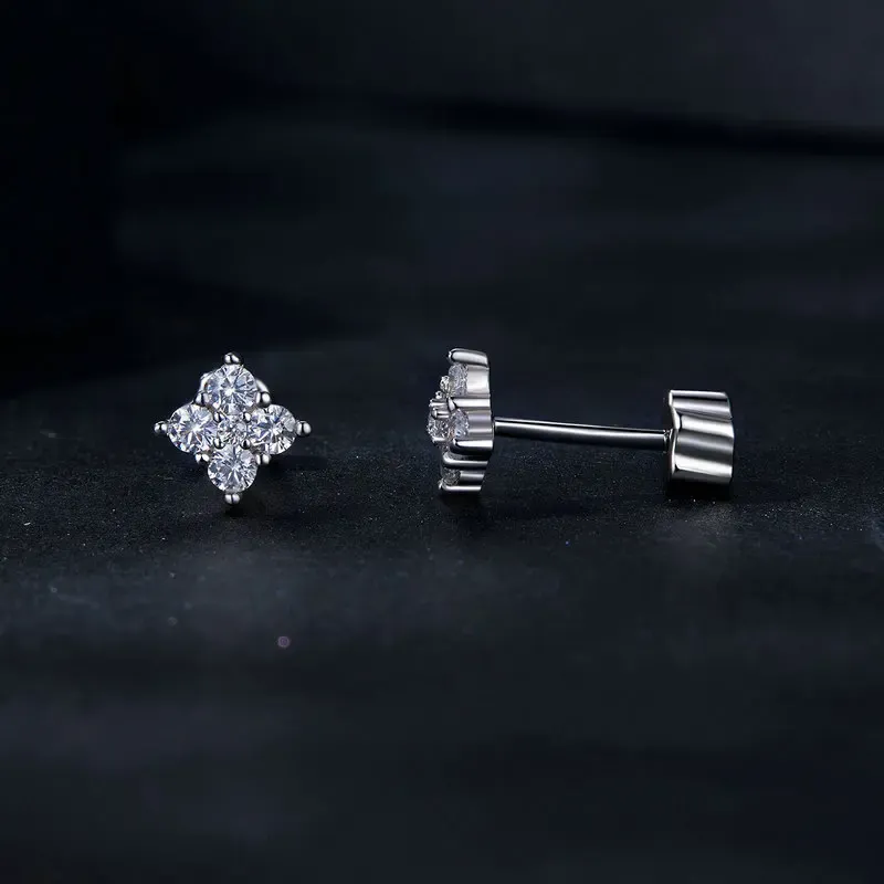 Boucles d’oreilles puces en moissanite 925 Bamoer
