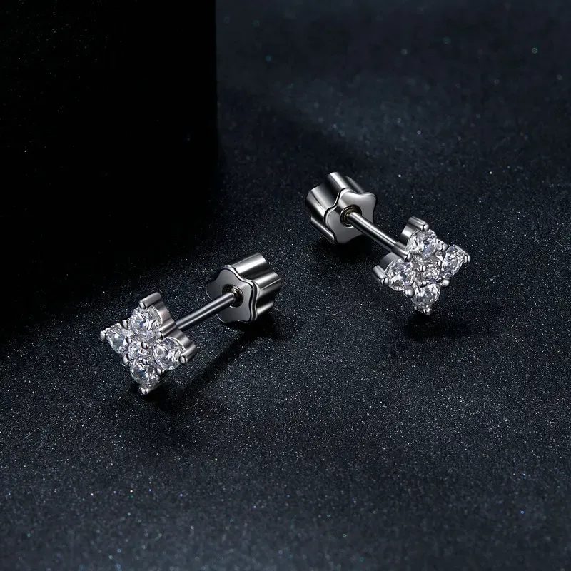 Boucles d’oreilles puces en moissanite 925 Bamoer