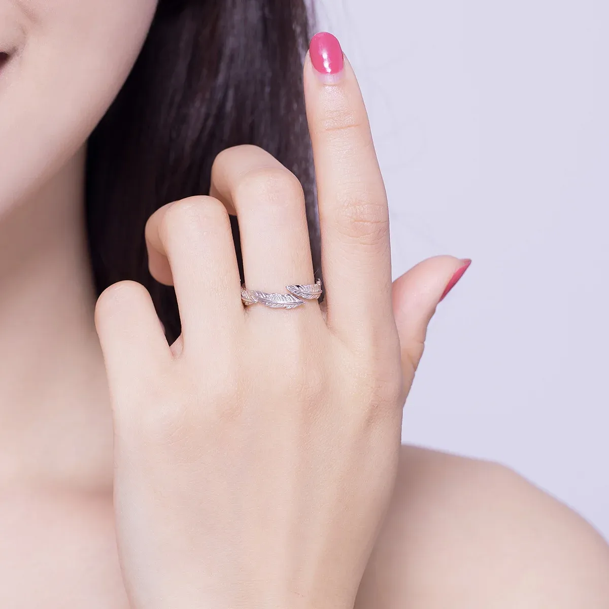 Bague plume vintage en argent 925 colorée