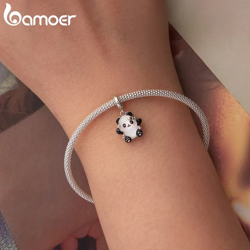 Charm panda en argent 925 Bamoer avec zircons