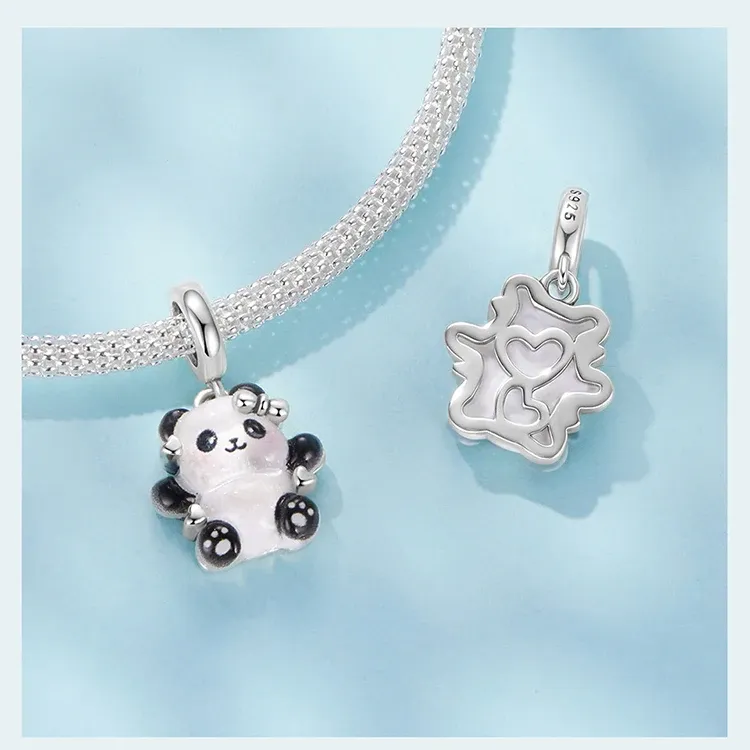 Charm panda en argent 925 Bamoer avec zircons