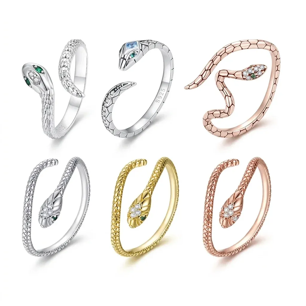 Bague serpent ouverte Bamoer argent 925