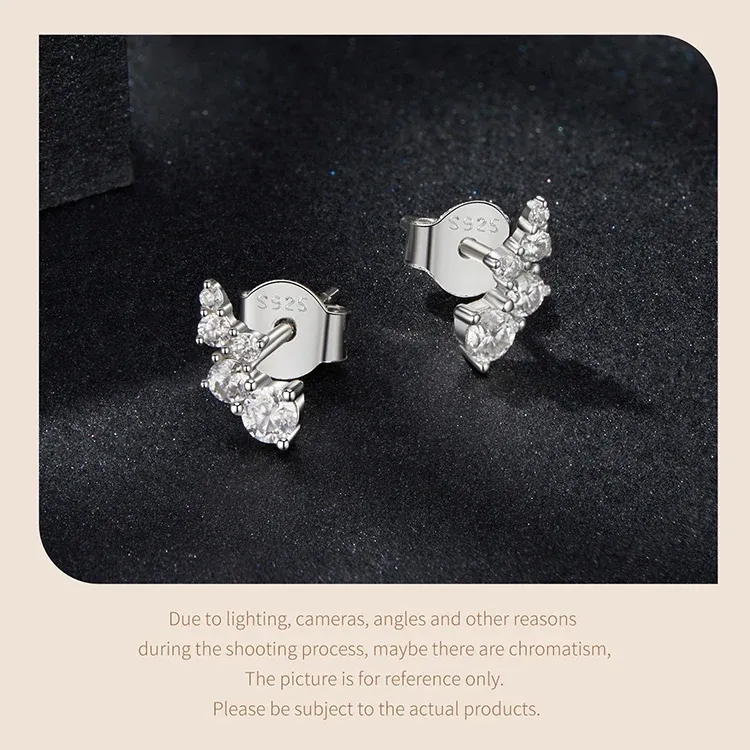 Boucles d’oreilles puces croix en moissanite Bamoer U, argent 925