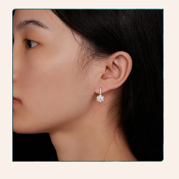 Créoles en argent 925 Bamoer avec moissanite 1 carat et zircon