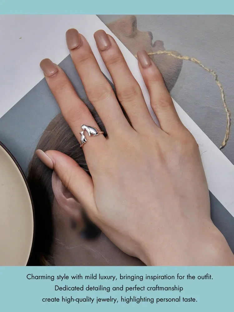 Bague ouverte chat en argent 925 réglable Bamoer