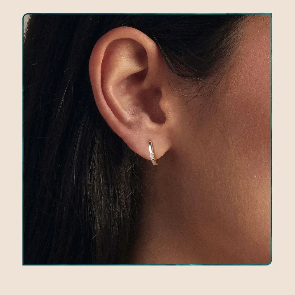 Boucles d’oreilles géométriques moissanite en argent 925 Bamoer U