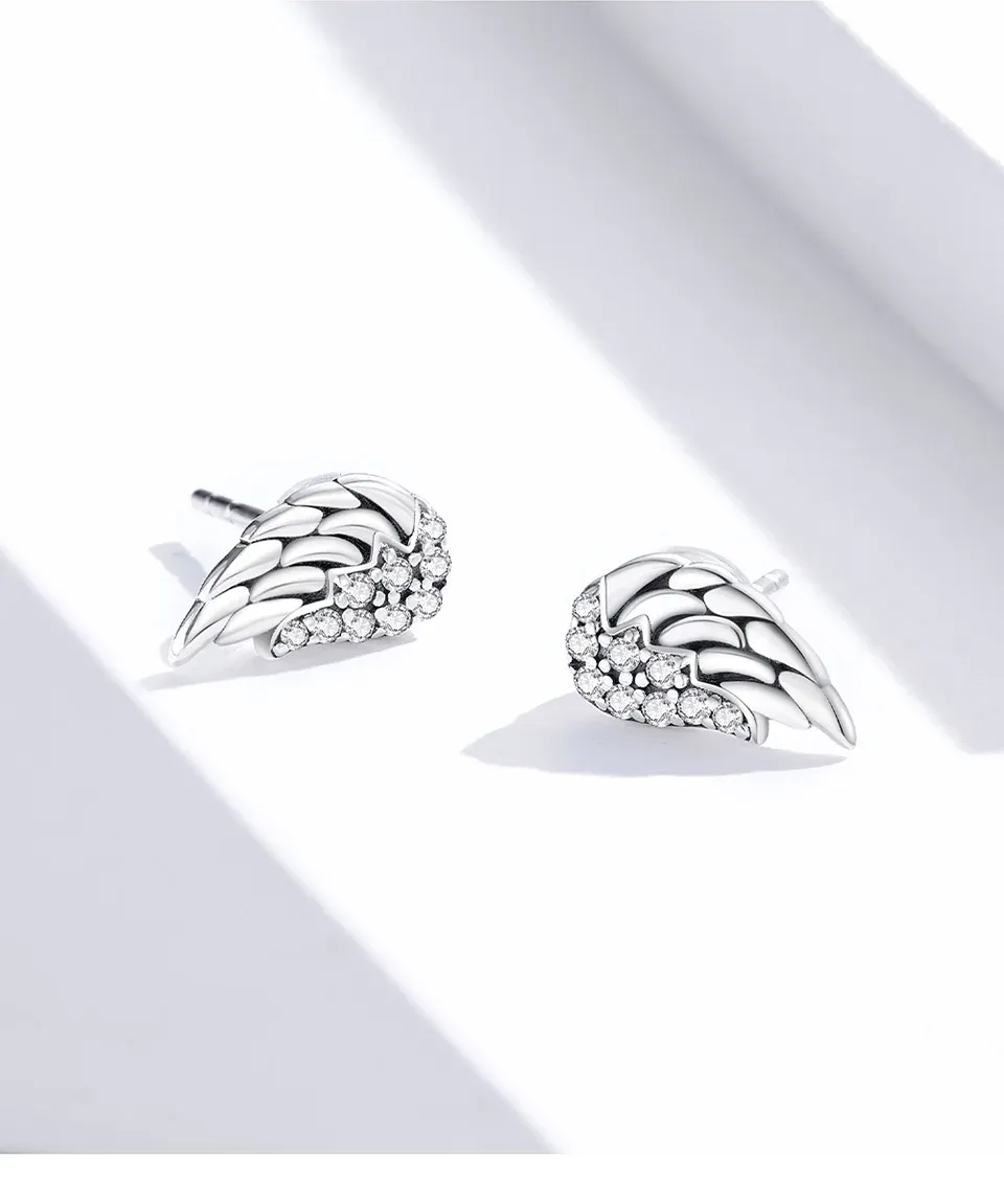 Boucles d’oreilles ailes d’ange en argent 925 Bamoer