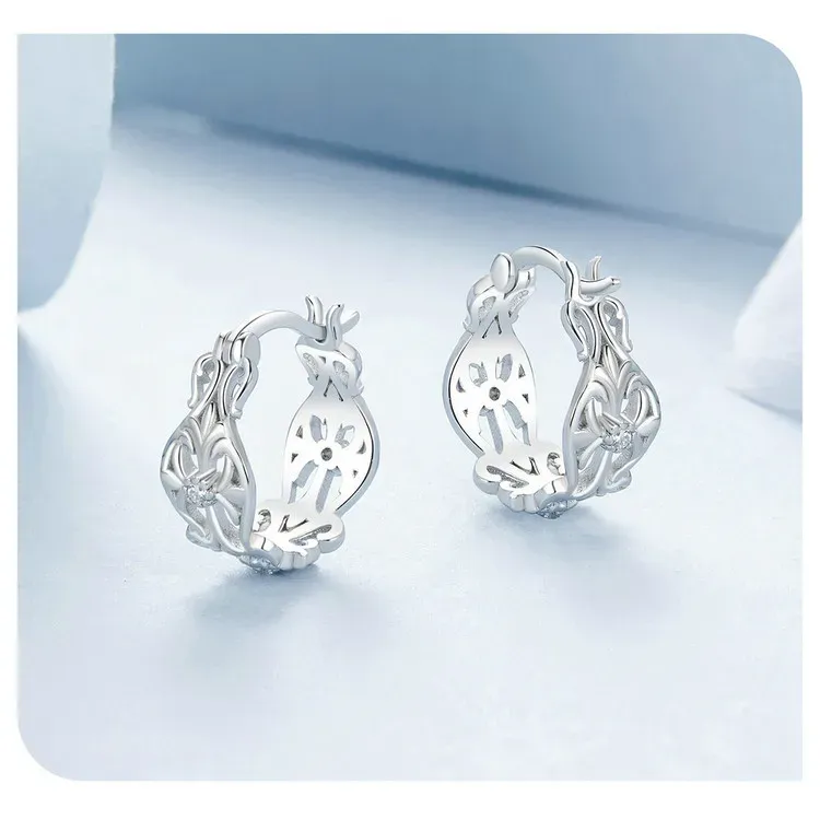 Boucles d’oreilles créoles vintage en argent 925 et zircon Bamoer