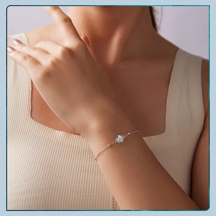 Bracelet lotus opale en argent 925 Bamoer