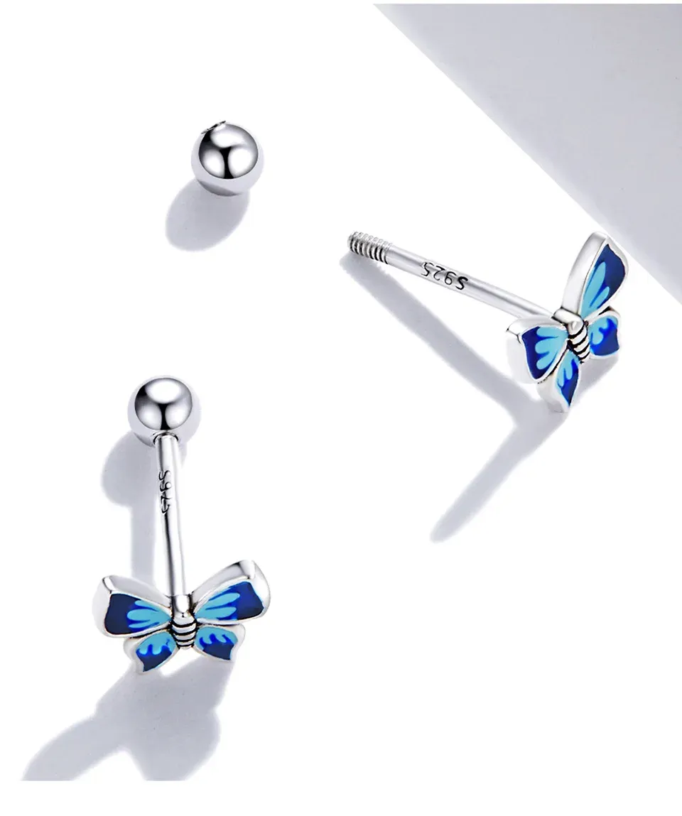 Boucles d’oreilles papillon fleuri en argent 925 Bamoer