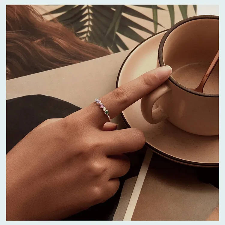 Bague ouverte Bamoer en argent 925 avec zircon, réglable