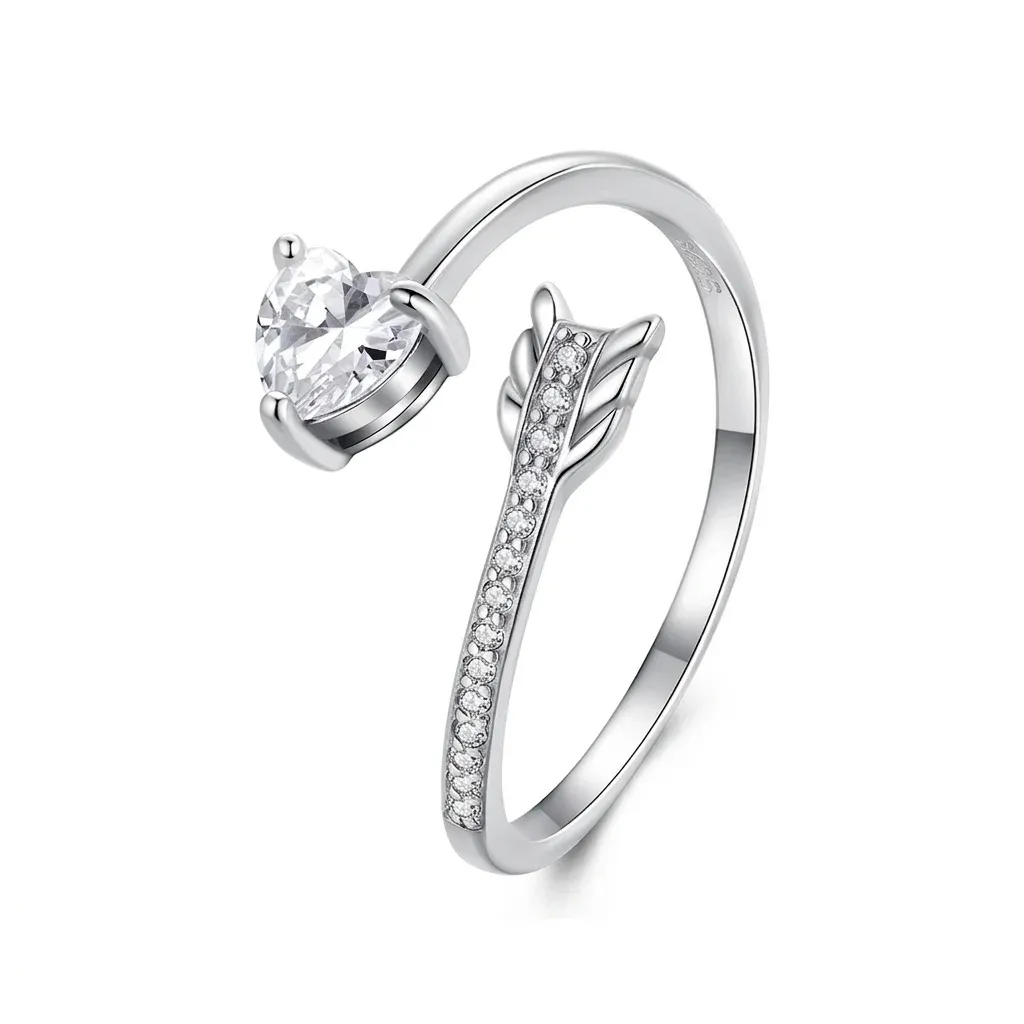Bague flèche cœur ouverte argent 925