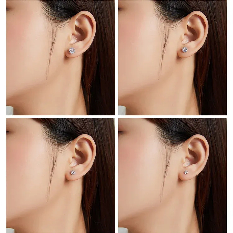 Boucles d’oreilles puces en argent 925 et zircon Bamoer