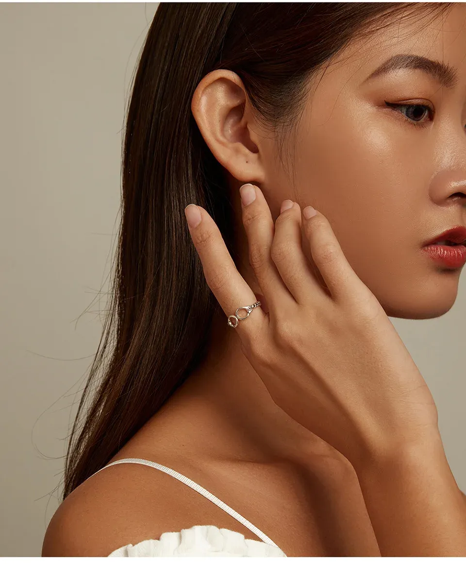 Bague ouverte en argent 925 Bamoer à anneau créatif