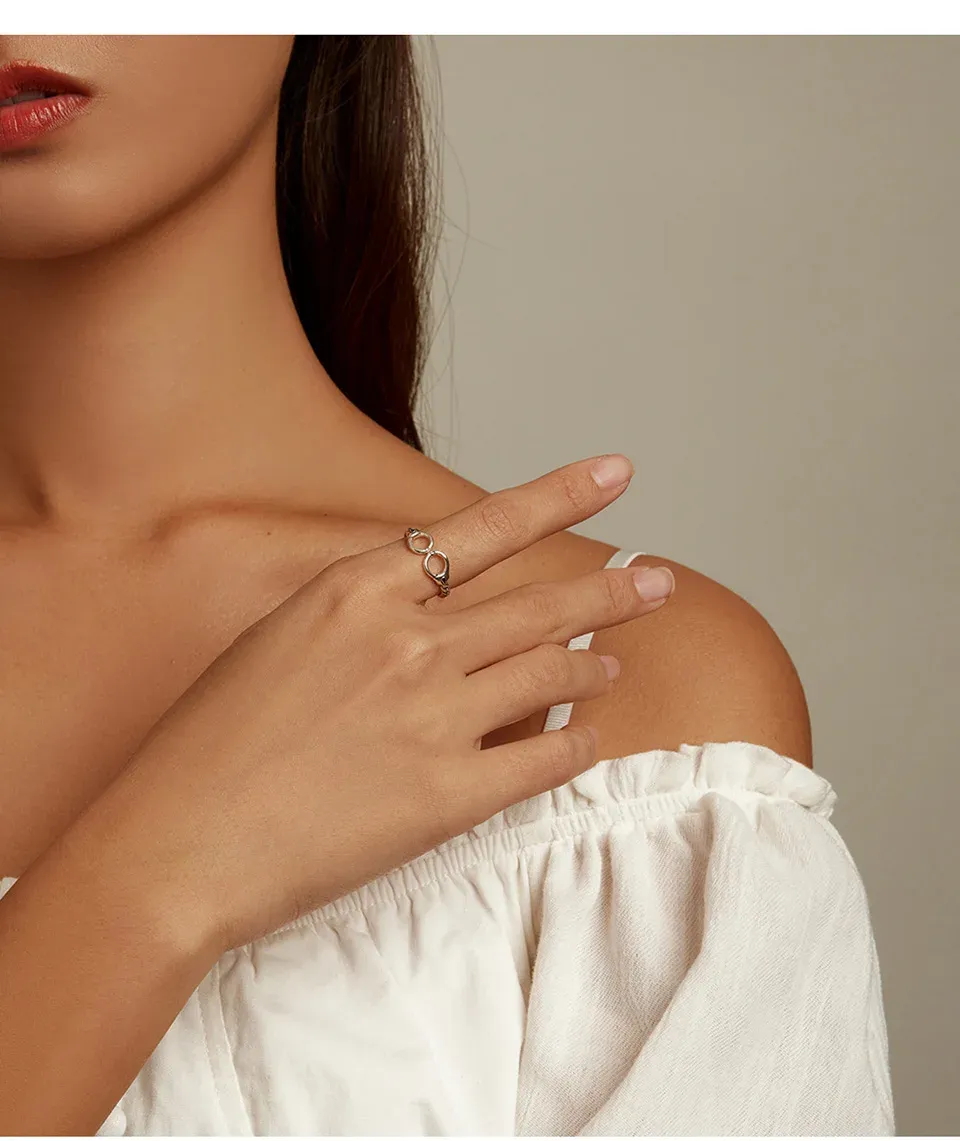 Bague ouverte en argent 925 Bamoer à anneau créatif