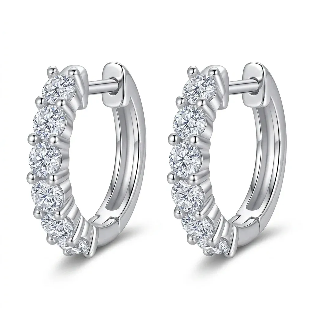 Créoles argent 925 moissanite certifiée