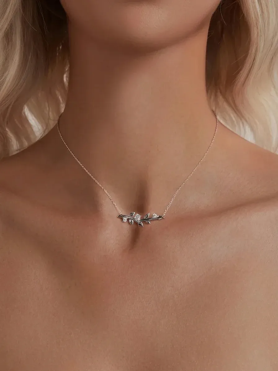 Collier branche zircon argent 925