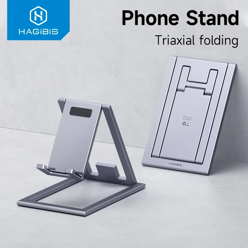 Support de bureau pliable en aluminium Hagibis pour téléphone et tablette