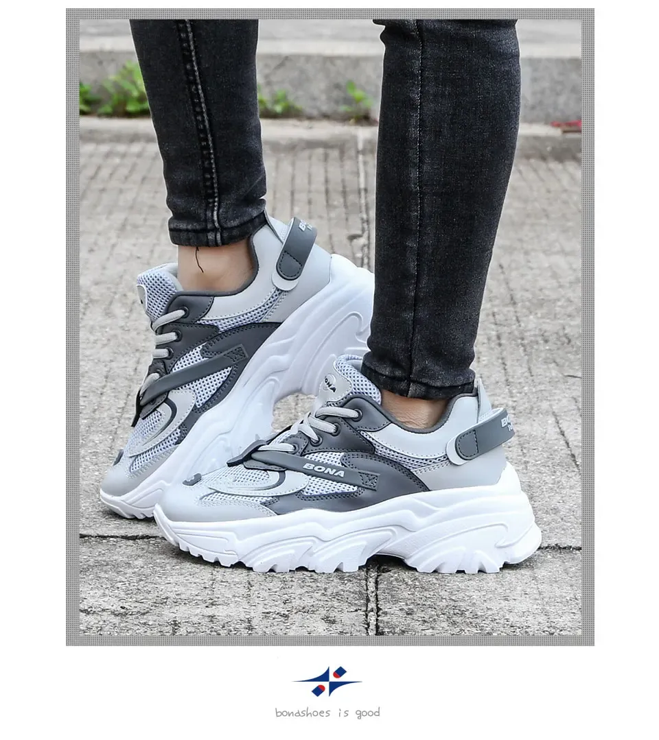 Baskets plateforme BONA respirantes à lacets pour femme