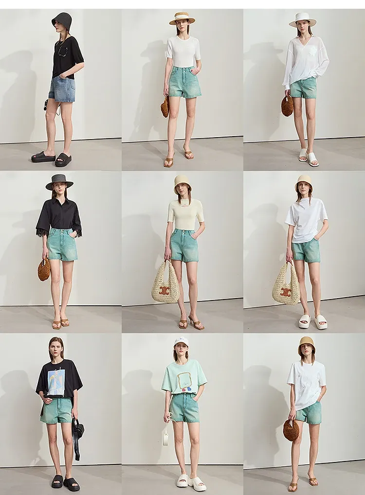 Short en denim AMII à coupe ample et lavée, esprit rétro