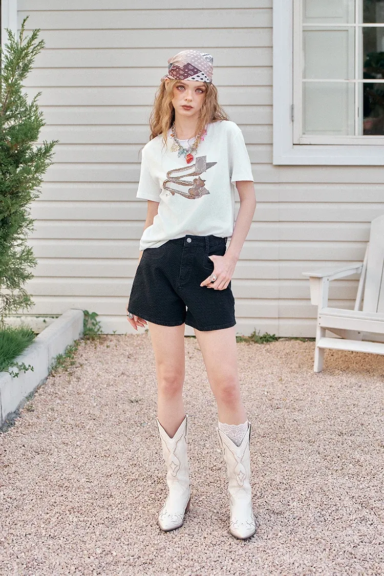 T-shirt court ELFSACK à imprimé cartoon pour femme