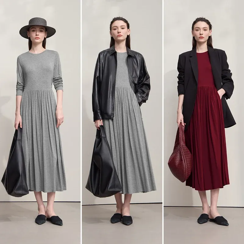 Robe pull AMII en maille mi-longue à col rond