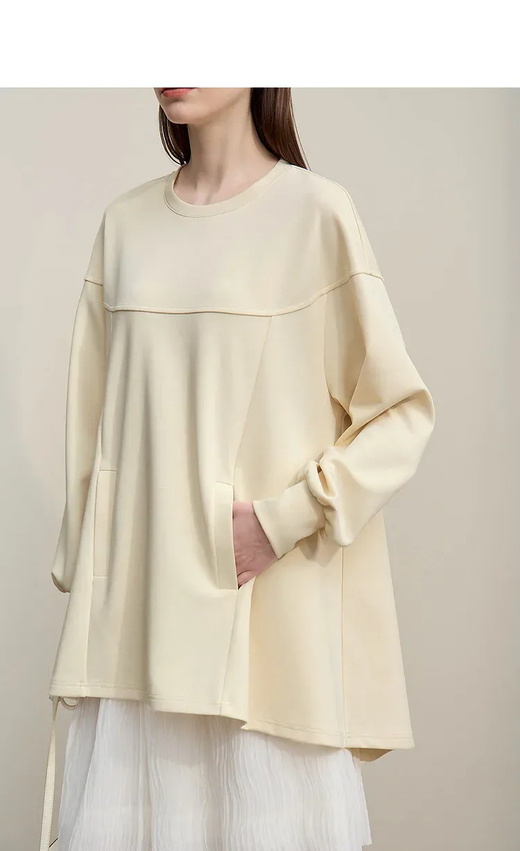 Sweat AMII oversize en maille coton pour femme, col rond