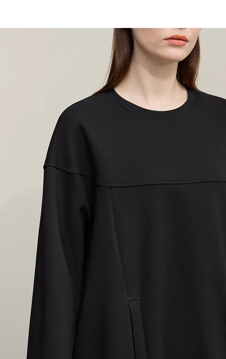 Sweat AMII oversize en maille coton pour femme, col rond