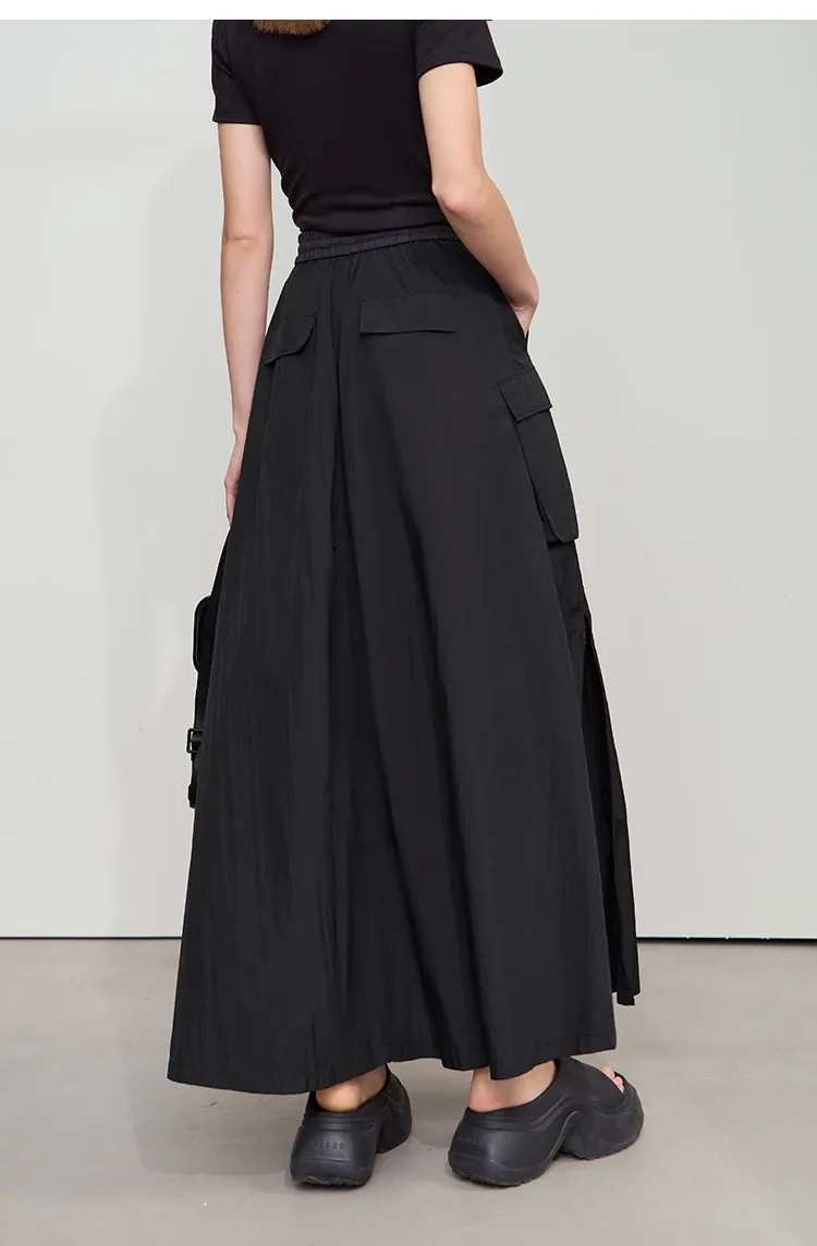 Jupe longue AMII fluide à taille élastique pour bureau